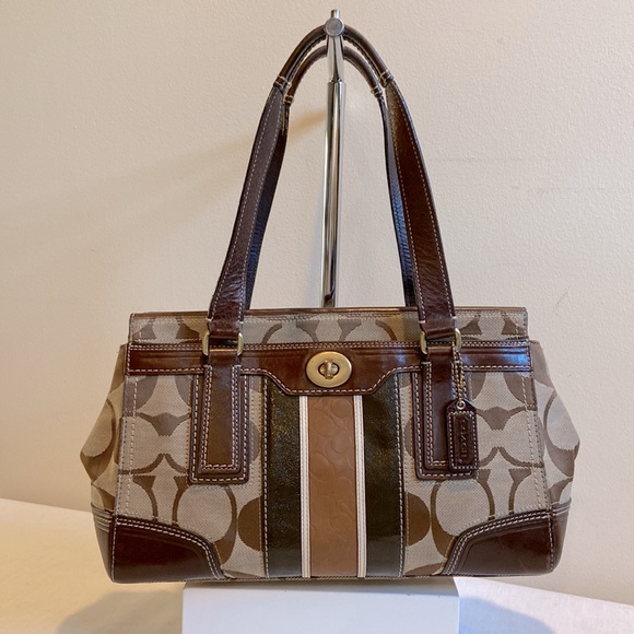 Coach Handbags - Coach Signature Striped Medium Carryall Handbag, Style #11620